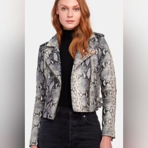 Philosophy Embossed Snake Skin Faux Leather Moto Jacket